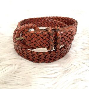 Braided Leather Belt in Rich Brown